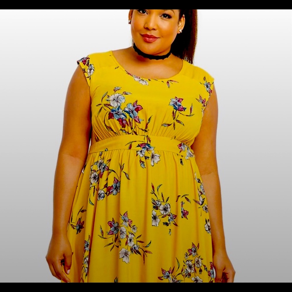 Torrid Yellow Floral Backless Dress